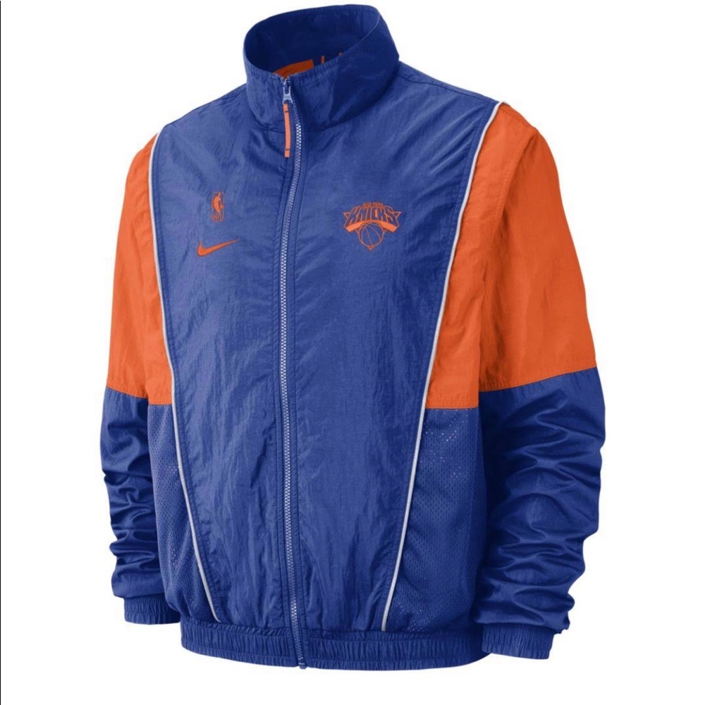 Nike Knicks Blue and Orange Bomber Jacket